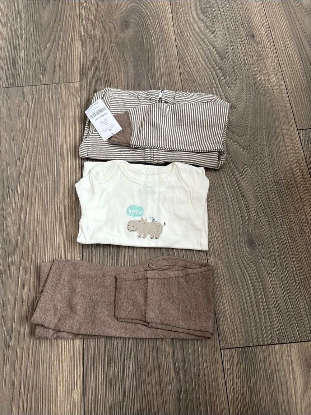 Carter's Brown Hippo 3 piece Hoodie Set